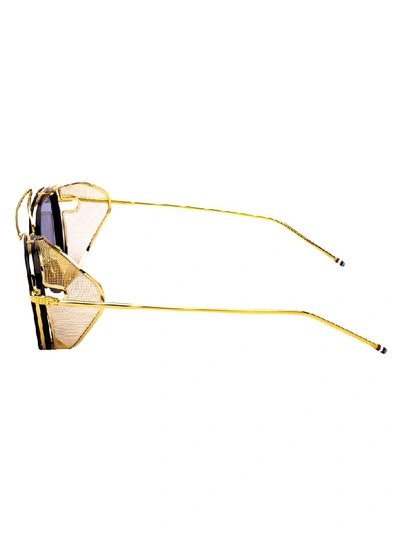 Shop Thom Browne Sunglasses In Navy/yellow Gold