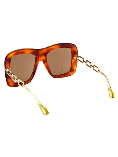 Shop Gucci Sunglasses In Havana Gold Brown