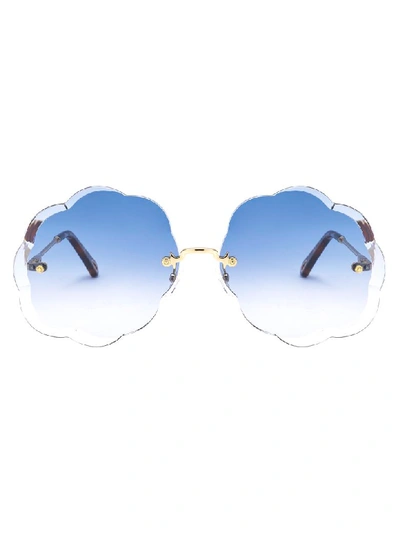 Shop Chloé Sunglasses In Gold/gradient Blue