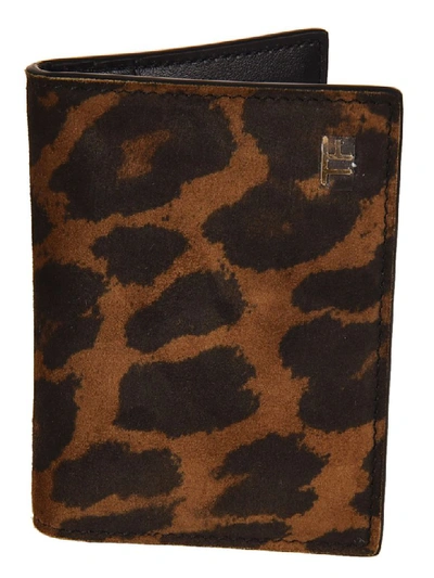 Shop Tom Ford Leopard Card Holder In Brown