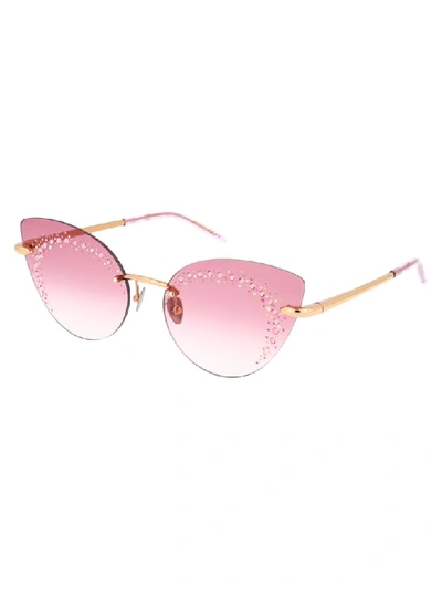 Shop Pomellato Sunglasses In Gold Violet Red