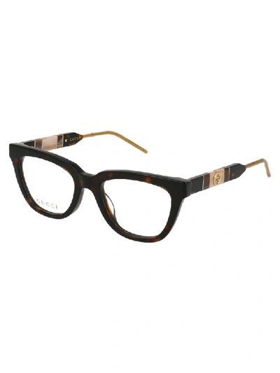 Shop Gucci Glasses In Havana Havana Transparent