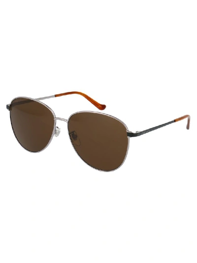 Shop Gucci Sunglasses In Ruthenium Black Brown