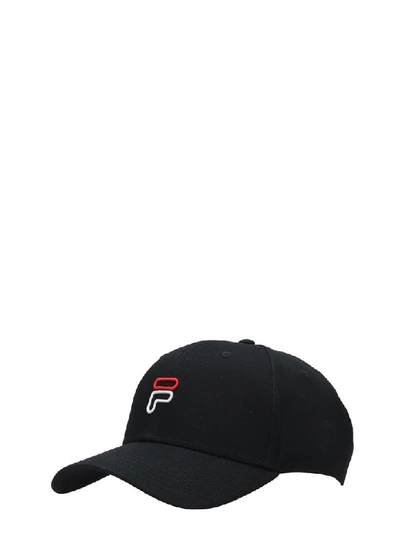 Shop Fila 6 Pannel Cap Hats In Black Cotton
