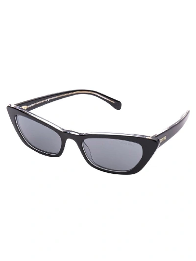 Shop Miu Miu Sunglasses In Top Black On Transparent