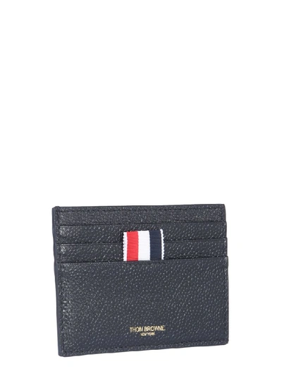Shop Thom Browne Granulated Leather Card Holder In Nero