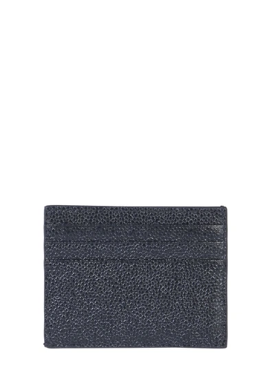 Shop Thom Browne Granulated Leather Card Holder In Nero
