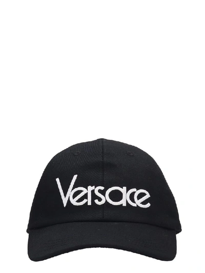 Shop Versace Black Cotton Cap