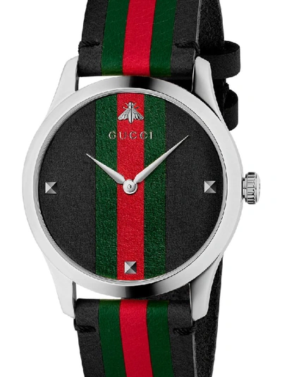 Shop Gucci G-timeless Contemporary Watch In Black