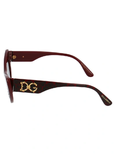 Shop Dolce & Gabbana Sunglasses In Damasco Black On Bordeaux