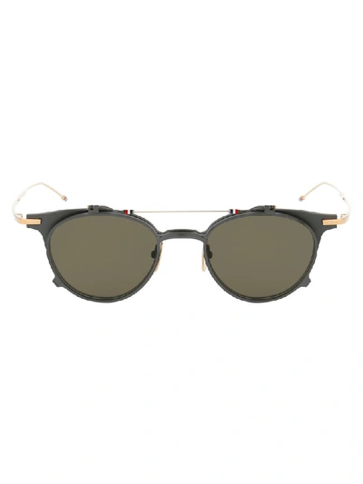 Shop Thom Browne Sunglasses In Black Iron/white Gold