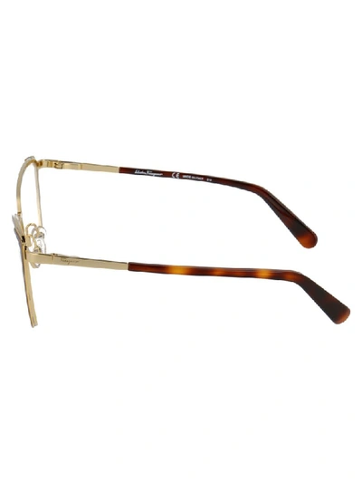 Shop Ferragamo Glasses In Gold Tortoise
