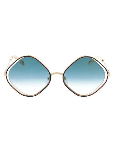 Shop Chloé Sunglasses In Havana Gradient Blue
