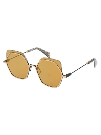 Shop Yohji Yamamoto Sunglasses In Gold