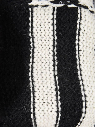 Shop Saint Laurent Striped Knit Scarf In Black/white