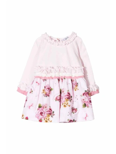 Shop Monnalisa Dress With Flower Skirt In Rosa