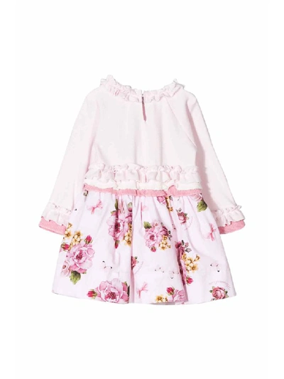 Shop Monnalisa Dress With Flower Skirt In Rosa