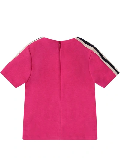 Shop Gucci Fucshia Dress For Baby Girl With Iconic Gg In Fuchsia