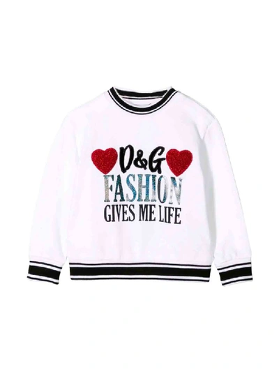 Shop Dolce & Gabbana White Newborn Dolce And Gabbana Kids Sweatshirt In Bianco