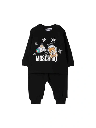 Shop Moschino Astronaut Teddy Baby Sport Outfit In Nero