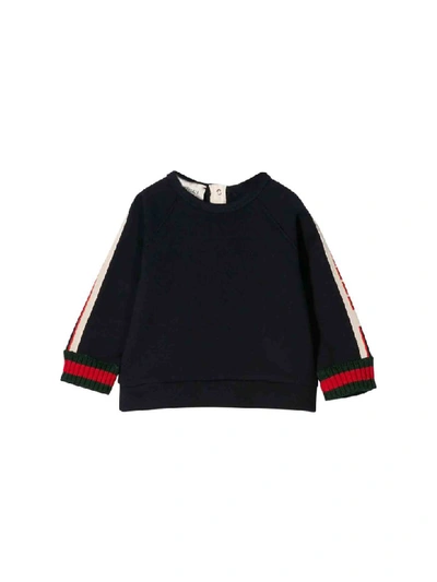 Shop Gucci Sweatshirt With Side Bands In Blu/verde/rosso