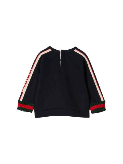 Shop Gucci Sweatshirt With Side Bands In Blu/verde/rosso