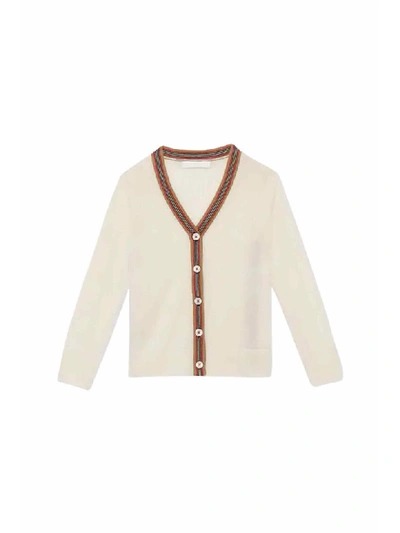 Shop Burberry Merino Wool Cardigan In Avorio