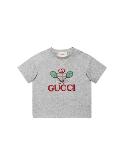 Shop Gucci Tennis T-shirt In Cotton In Grigio