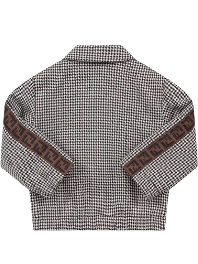 Shop Fendi Pied De Poule Jacket For Baby Boy With Double Ff In White