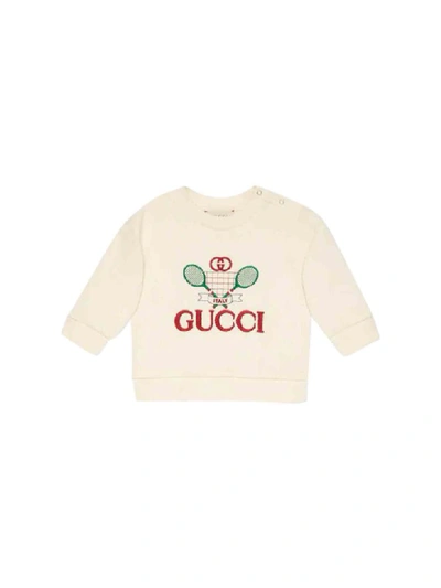 Shop Gucci Tennis Sweatshirt In Cotton In Bianca
