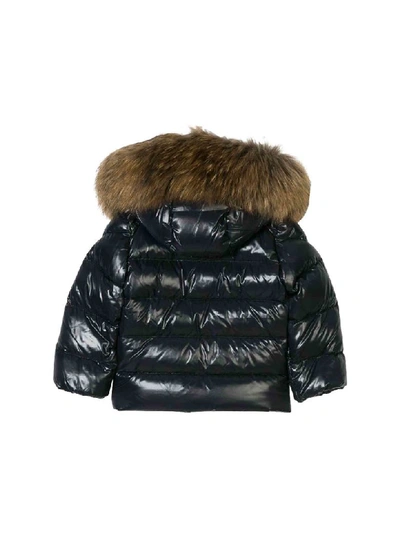 Shop Moncler Down Jacket With Fur Hood In Nero