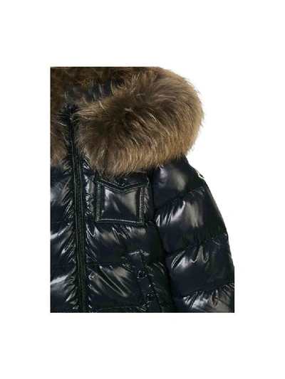 Shop Moncler Down Jacket With Fur Hood In Nero