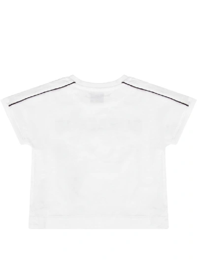 Shop Burberry White Babykids T-shirt With Black Logo