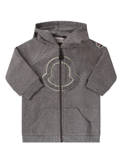 Shop Moncler Grey Tracksuit For Baby Girl With Iconic Patch