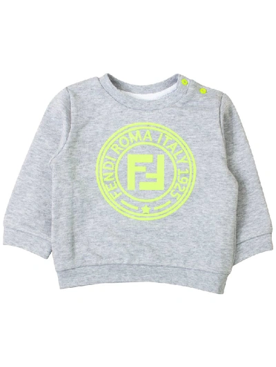 Shop Fendi Sweatshirt With Newborn Logo In Gray/yellow