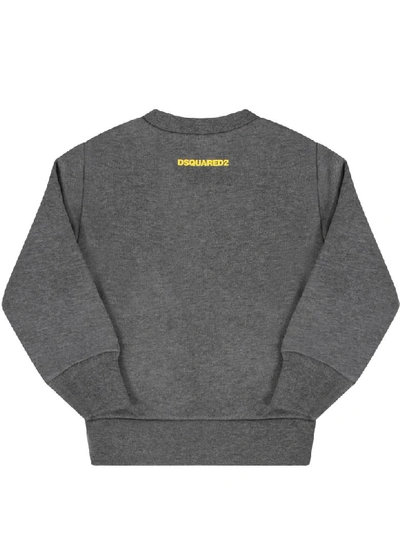 Shop Dsquared2 Grey Babyboy Sweatshirt With Yellow Iccon Writing