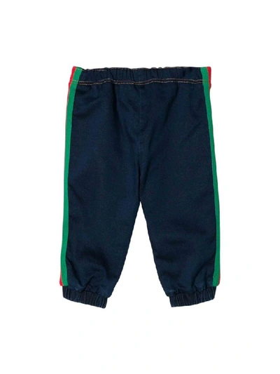 Shop Gucci Sport Trousers With Stripes In Blu