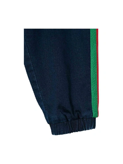 Shop Gucci Sport Trousers With Stripes In Blu