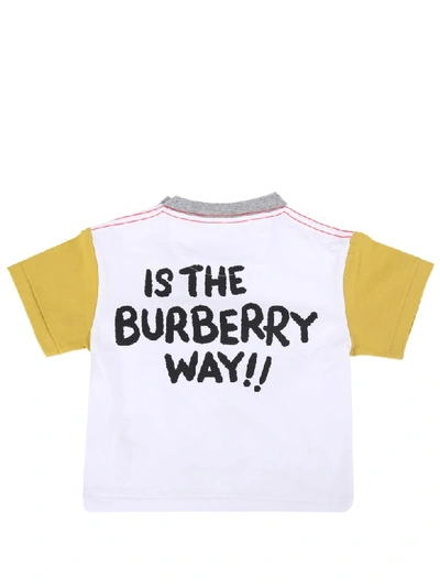 Shop Burberry White Babykids T-shirt With Colorful Print