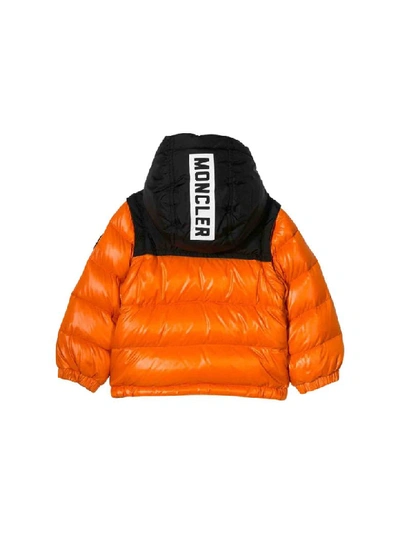 Shop Moncler Down Jacket With Hood In Arancione