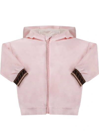 Shop Fendi Pink Babygirl Sweatshirt With Double Ff