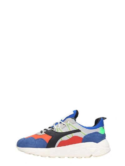 Shop Diadora Rave Sneakers In Blue Leather And Fabric