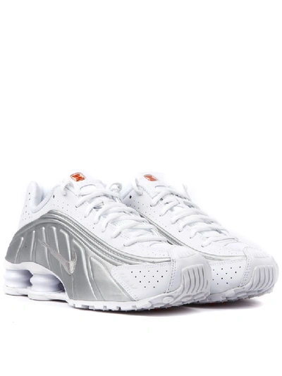 Shop Nike Shox R4 White Sneakers In White/silver