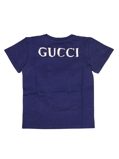 Shop Gucci Printed Short Sleeve T-shirt In Blue