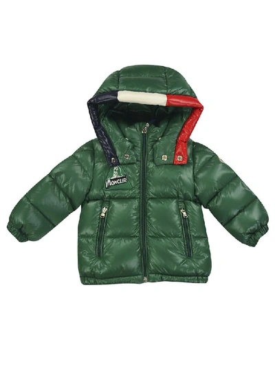 Shop Moncler Logo Patch Padded Coat In Green