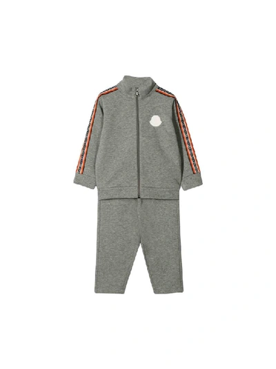Shop Moncler Gray Sport Tracksuit In Grigio/rosso