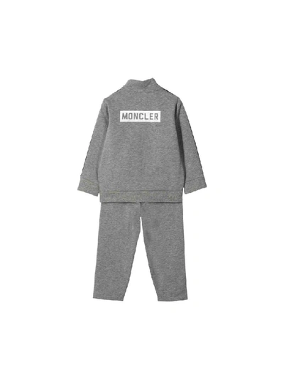 Shop Moncler Gray Sport Tracksuit In Grigio/rosso