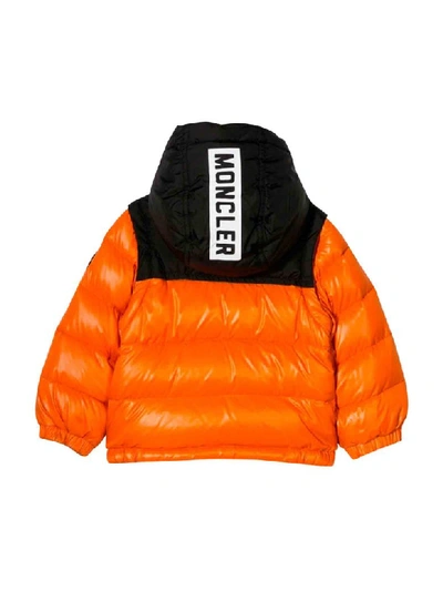 Shop Moncler Orange Baby Down Jacket In Rosso