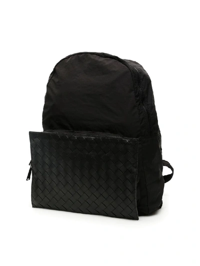 Shop Bottega Veneta Foldable Nylon Backpack In Nero Nero Nero Opaco (black)