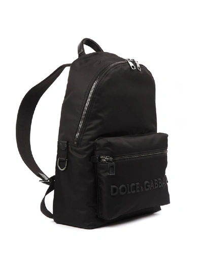 Shop Dolce & Gabbana D & G Black Leather & Fabric Logo Backpack